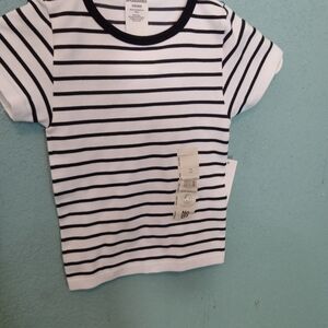 No Boundaries Black and White Striped Short Sleeve Tee